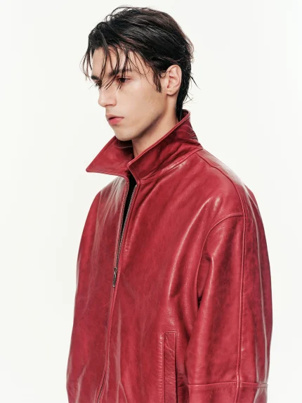 Bold Lambskin Jacket Red (3)