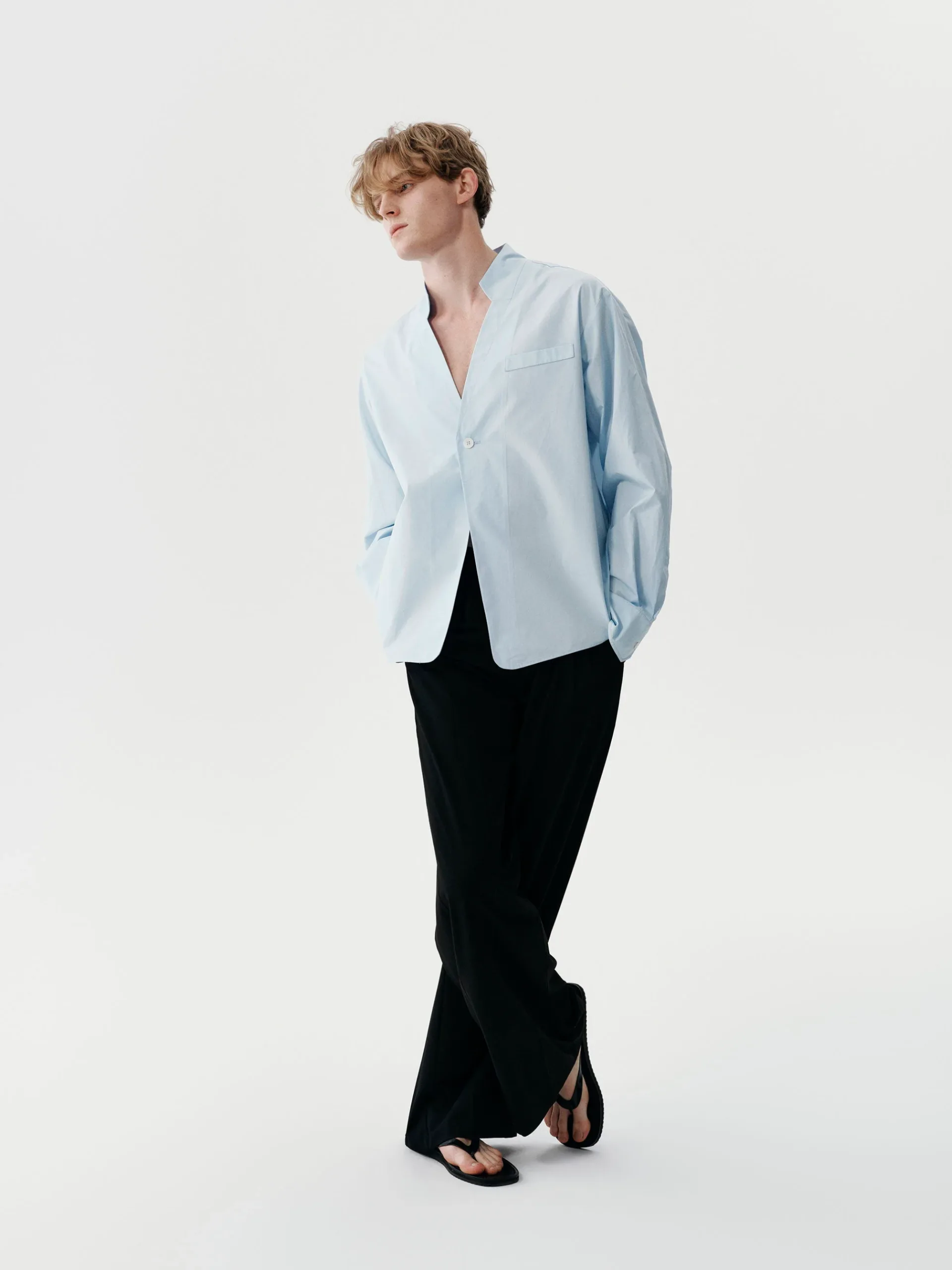 Cut Collar Shirt Sky Blue